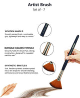 Isomars Fan Paint Brush Set of 7 | Sizes 1, 2, 4, 6, 8, 10 & 12 - Isomars