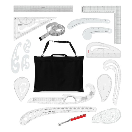 Isomars Fashion Design Ruler Set 15 Professional Drafting Tools for Pattern Making - Isomars