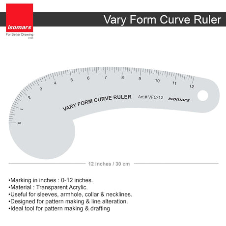 Isomars Fashion Design Ruler Set 15 Professional Drafting Tools for Pattern Making - Isomars