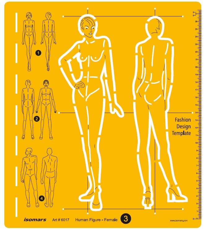 Isomars Female Fashion Design Figure Template Drawing Stencil - Isomars