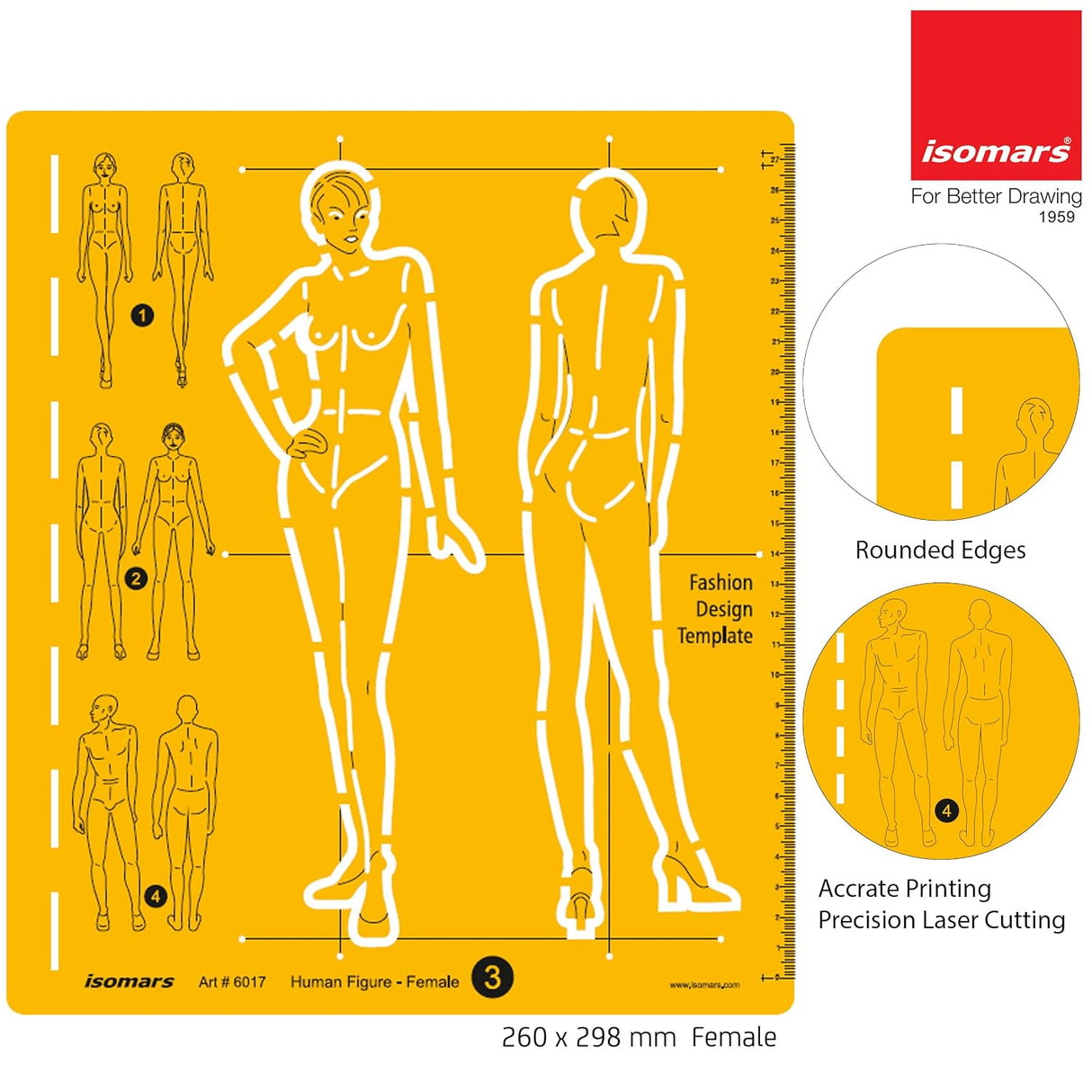 Isomars Female Fashion Design Figure Template Drawing Stencil - Isomars