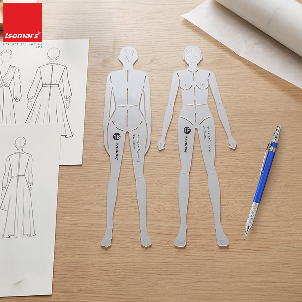 Isomars Female Human Figure Fashion Design Template Stencil-8 - Isomars