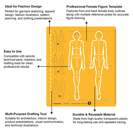 Isomars Female Human Figure Template for Fashion & Technical Drawing - Isomars