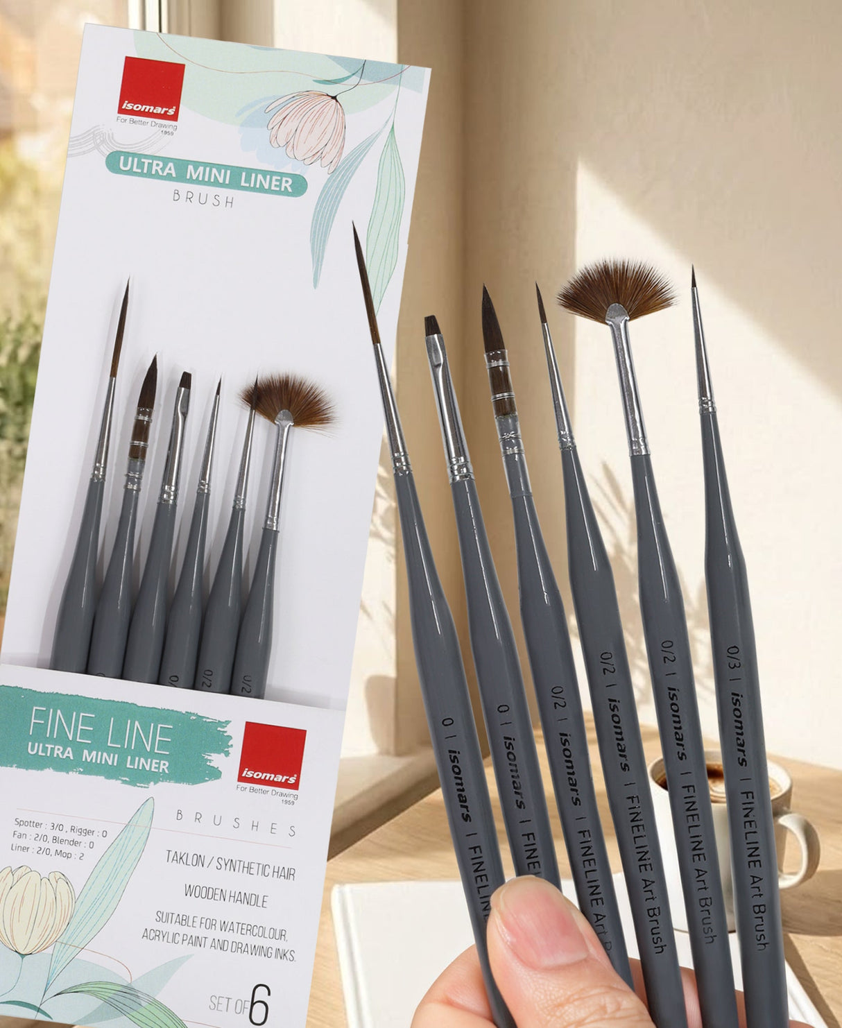 Isomars Fineline Art Brush Set of 6 for Detail Painting - Isomars