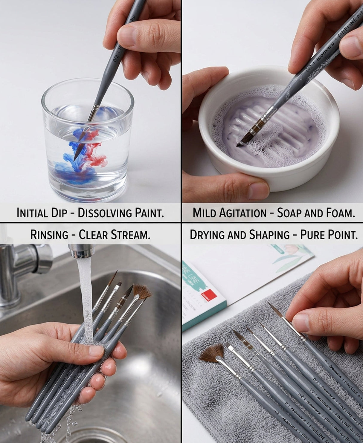 Isomars Fineline Art Brush Set of 6 for Detail Painting - Isomars