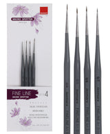 Isomars Fineline Micro Spotter Brush Set of 4 for Miniature Art & Fine Detailing - Isomars