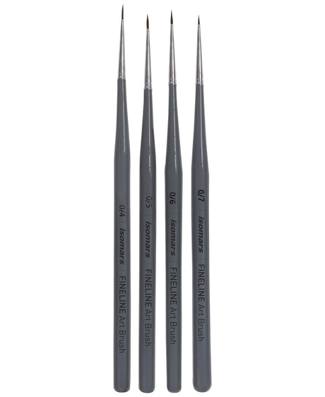 Isomars Fineline Micro Spotter Brush Set of 4 for Miniature Art & Fine Detailing - Isomars