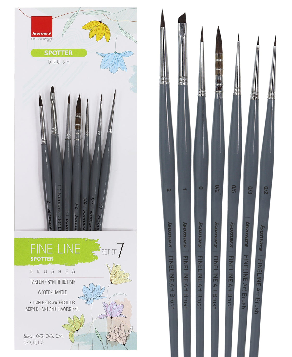 Isomars Fineline Spotter Brush Set of 7 for Miniature Painting & Fine Detailing - Isomars