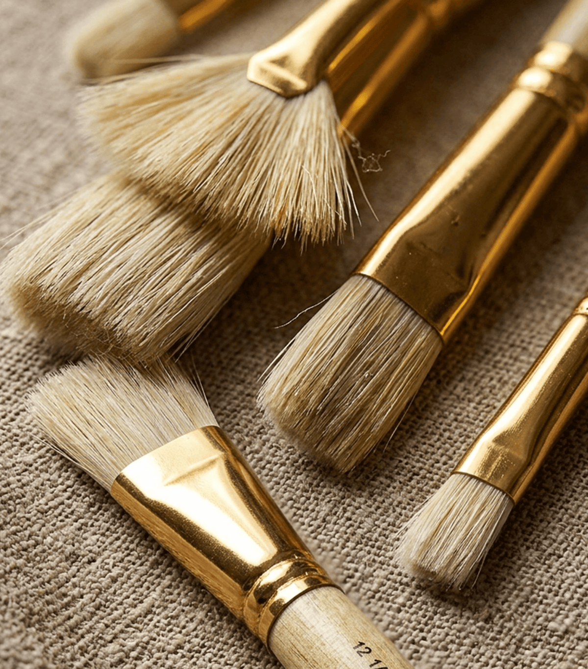 Isomars Flat Hog Hair Paint Brush Set of 8 with Fan Brush – Professional Long Handle Artist Brushes for Oil, Acrylic & Canvas Painting | Natural Bristles for Smooth, Even Strokes - Isomars
