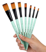 Isomars Flat Paint Brush Set of 7 (0–12) | Professional Synthetic Artist Brushes for Acrylic, Watercolor & Oil Painting | Smooth Finish, No Streaks, Ideal for Artists, Students & Hobbyists - Isomars