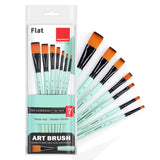Isomars Flat Paint Brush Set of 7 (0–12) | Professional Synthetic Artist Brushes for Acrylic, Watercolor & Oil Painting | Smooth Finish, No Streaks, Ideal for Artists, Students & Hobbyists - Isomars