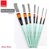 Isomars Flat Paint Brush Set of 7 (0–12) | Professional Synthetic Artist Brushes for Acrylic, Watercolor & Oil Painting | Smooth Finish, No Streaks, Ideal for Artists, Students & Hobbyists - Isomars