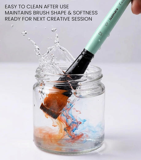 Isomars Flat Paint Brush Set of 7 (0–12) | Professional Synthetic Artist Brushes for Acrylic, Watercolor & Oil Painting | Smooth Finish, No Streaks, Ideal for Artists, Students & Hobbyists - Isomars