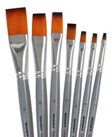 Isomars Flat Paint Brush Set of 7 - Taklon Hair, Sizes 1 to 12 - Isomars