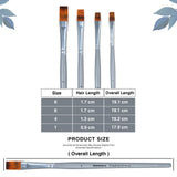 Isomars Flat Rake Art Brush Set of 4 - Taklon Hair, Sizes 1, 2, 4, 6 - Isomars