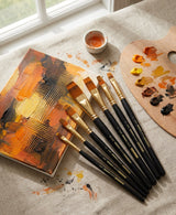 Isomars Flat Rake Paint Brush Set of 7 for Acrylic, Oil & Watercolor - Isomars
