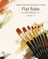 Isomars Flat Rake Paint Brush Set of 7 for Acrylic, Oil & Watercolor - Isomars