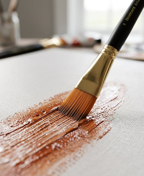 Isomars Flat Rake Paint Brush Set of 7 for Acrylic, Oil & Watercolor - Isomars