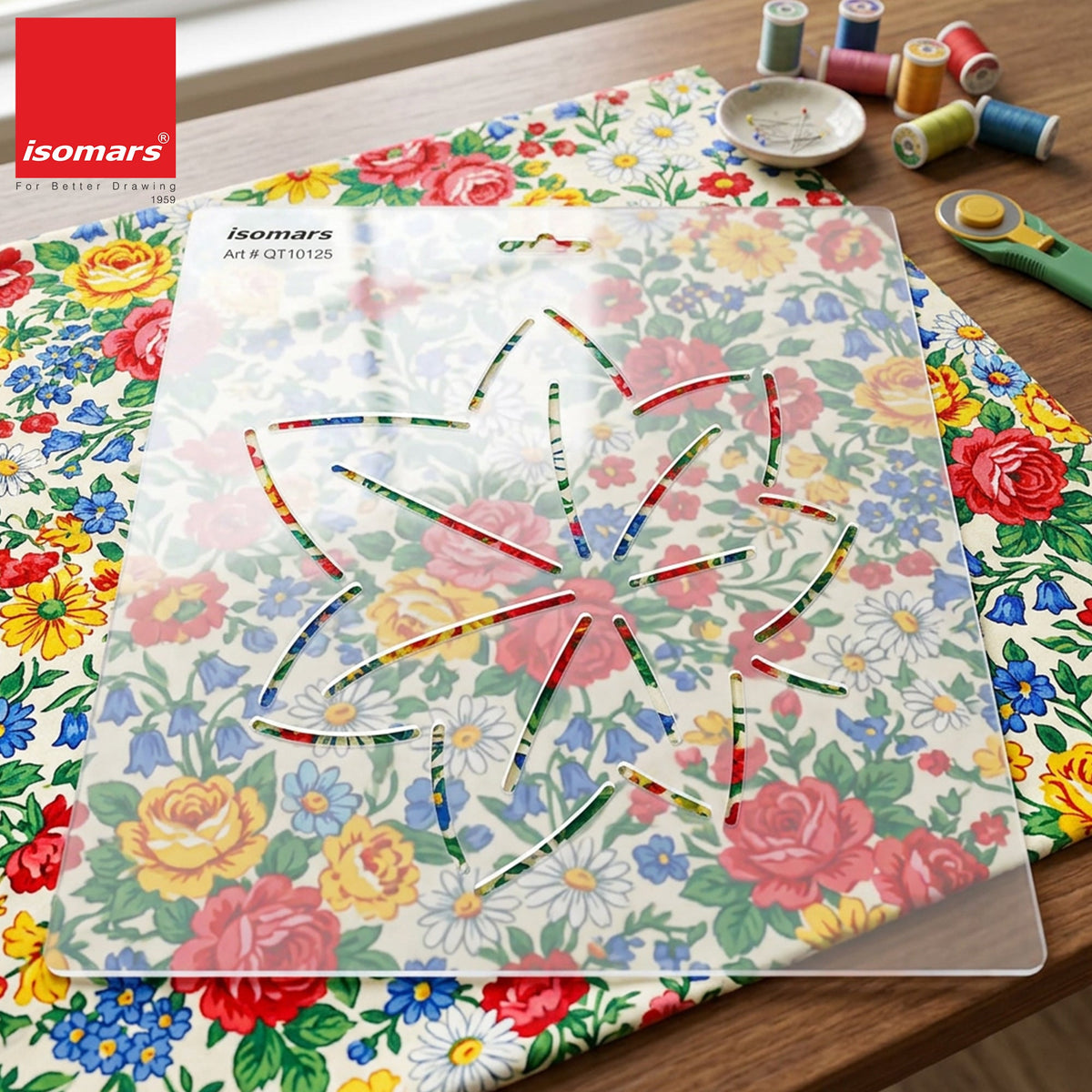Isomars Floral Quilting Design Template Stencil for Art & Drafting 10125 - Isomars