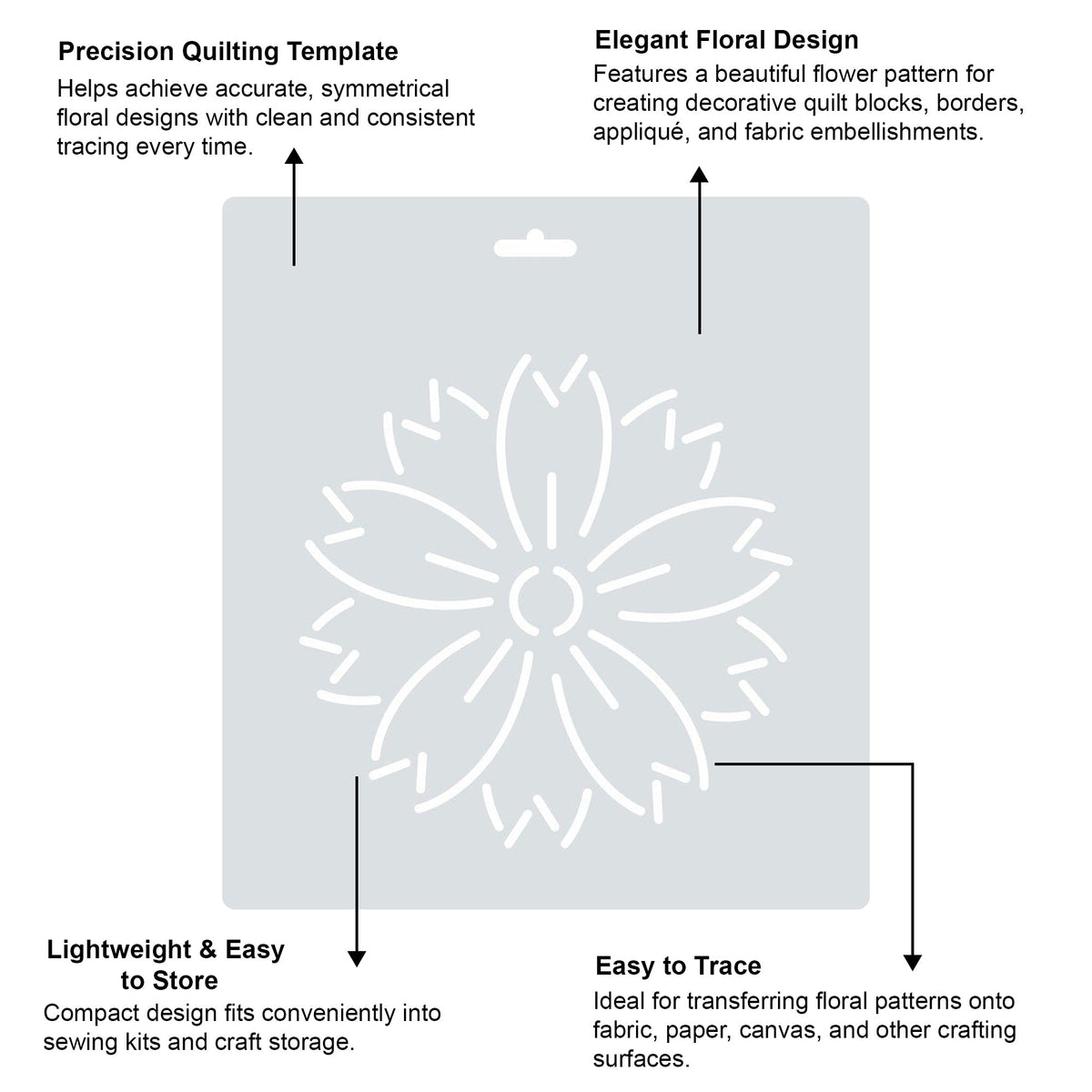 Isomars Floral Quilting Template for Sewing, Patchwork & Embroidery 10115 - Isomars