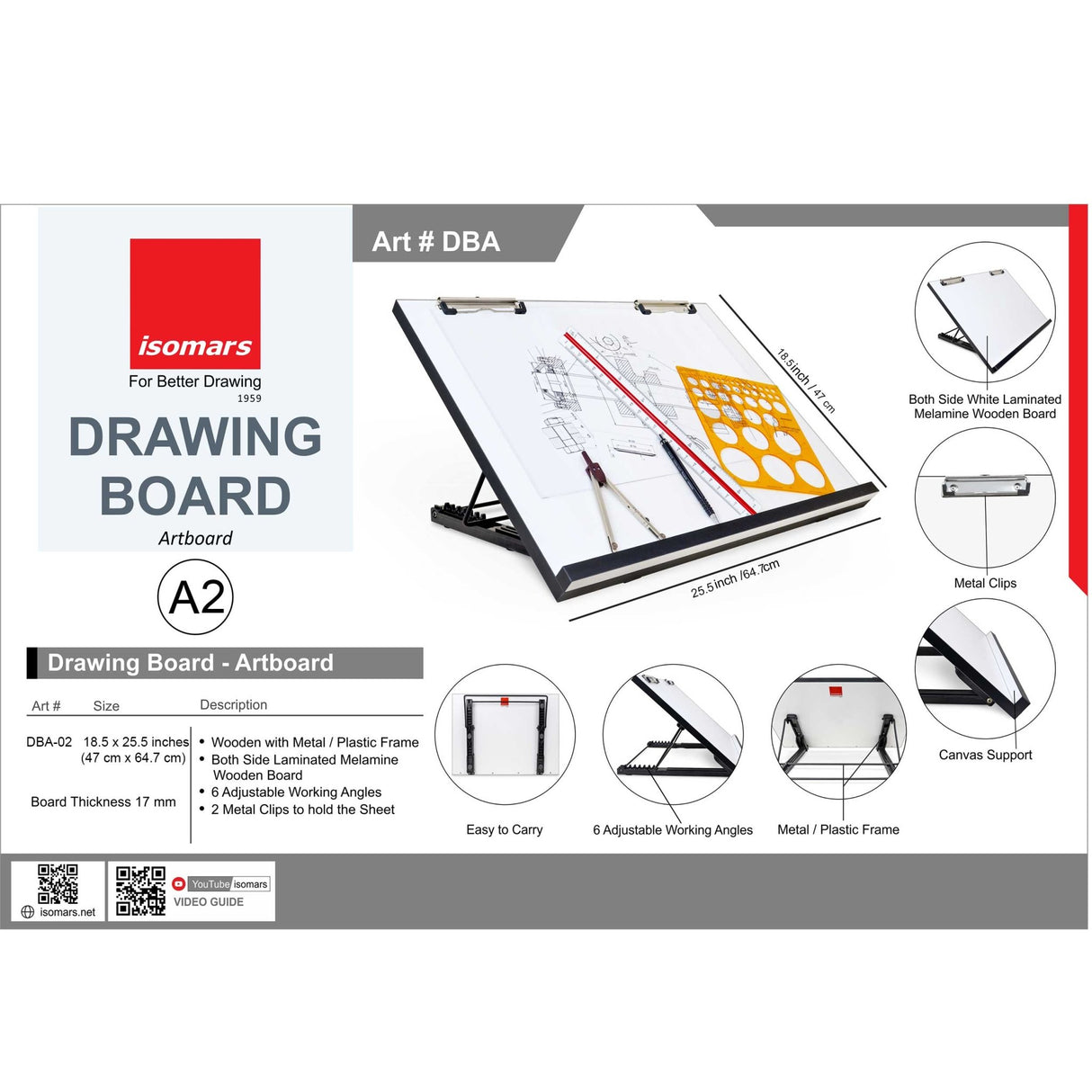 Isomars Foldable Art board Drawing & Drafting Board Size - 18.5"x25.5" - Isomars