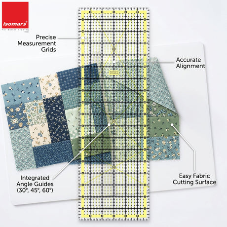 Isomars Garment Patchwork Quilting Ruler 6 x 18 Inch | Clear Acrylic - Isomars