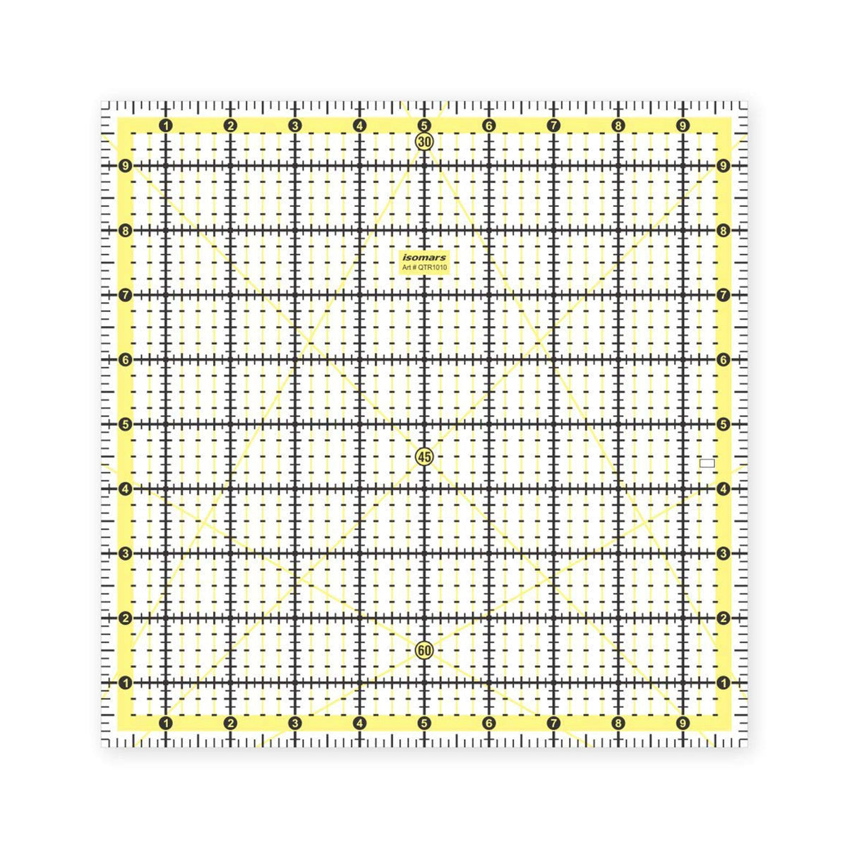 Isomars Garment Quilting Ruler 10 x 10 Inch | 3mm Clear Acrylic - Isomars