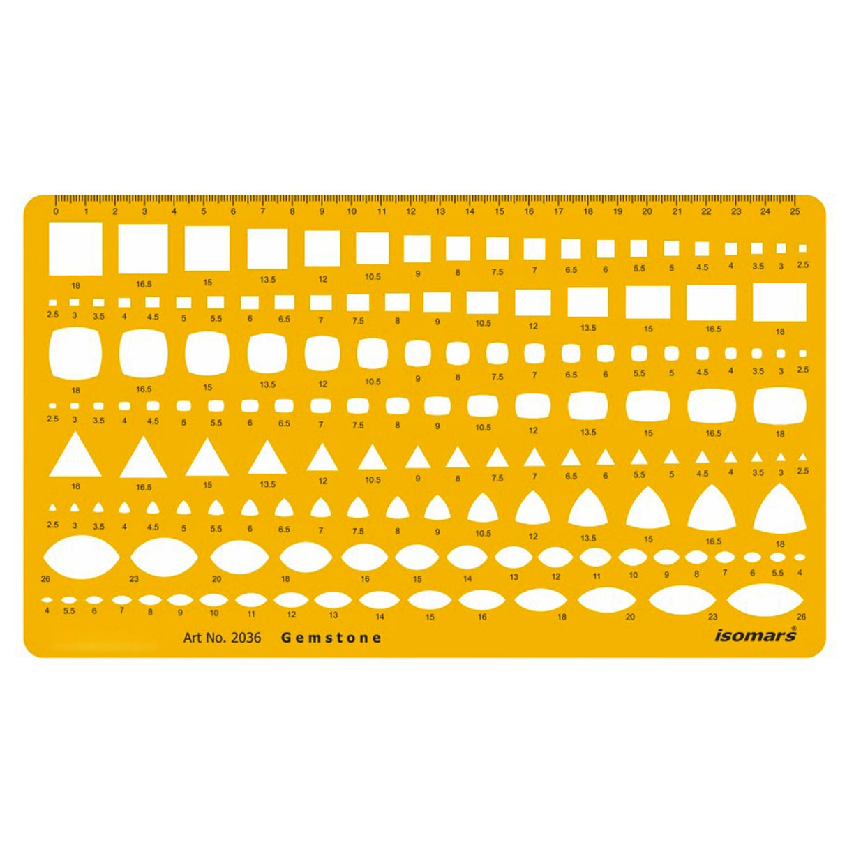 Isomars Gemstone Design Template Stencil for Jewellery Sketching - Isomars