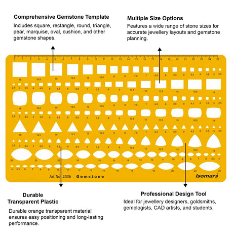 Isomars Gemstone Design Template Stencil for Jewellery Sketching - Isomars