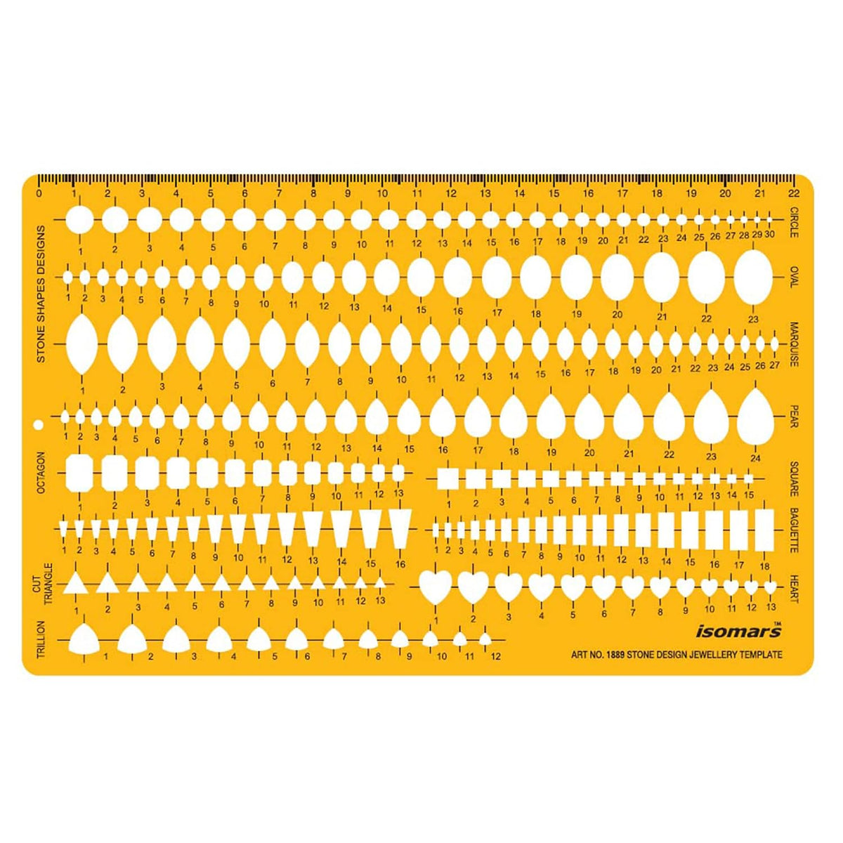 Isomars Gemstone Jewellery Design Template Art 1889 Drafting Stencil - Isomars