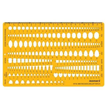 Isomars Gemstone Jewellery Design Template Art 1889 Drafting Stencil - Isomars