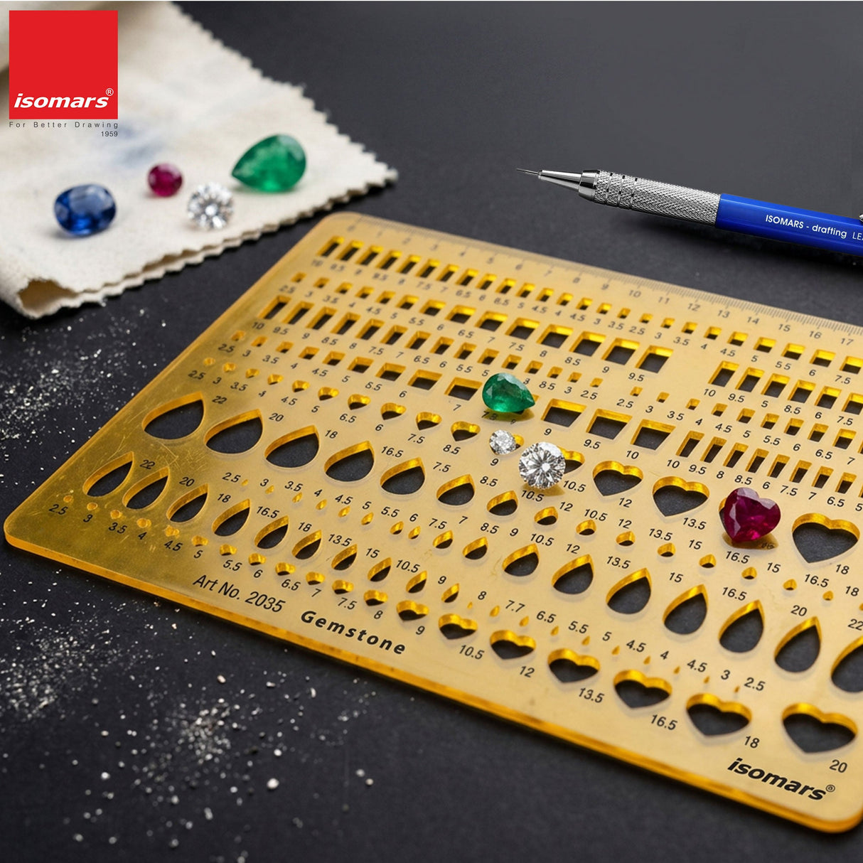 Isomars Gemstone Template Stencil for Jewellery Design & Stone Sizing - Isomars