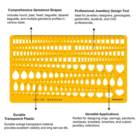 Isomars Gemstone Template Stencil for Jewellery Design & Stone Sizing - Isomars