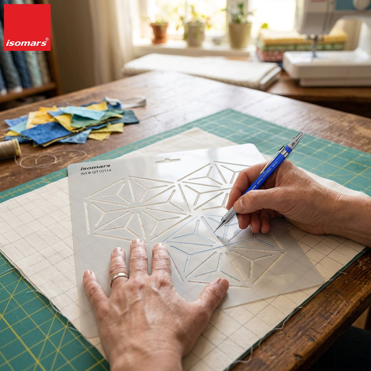 Isomars Geometric Quilt Template for Patchwork, Quilting & Crafts 10114 - Isomars