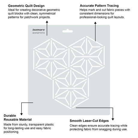 Isomars Geometric Quilt Template for Patchwork, Quilting & Crafts 10114 - Isomars