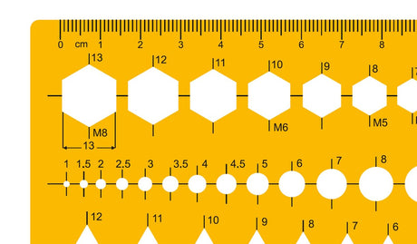 Isomars Geometric Shapes Drafting Template with Metric Scale Ruler - Isomars