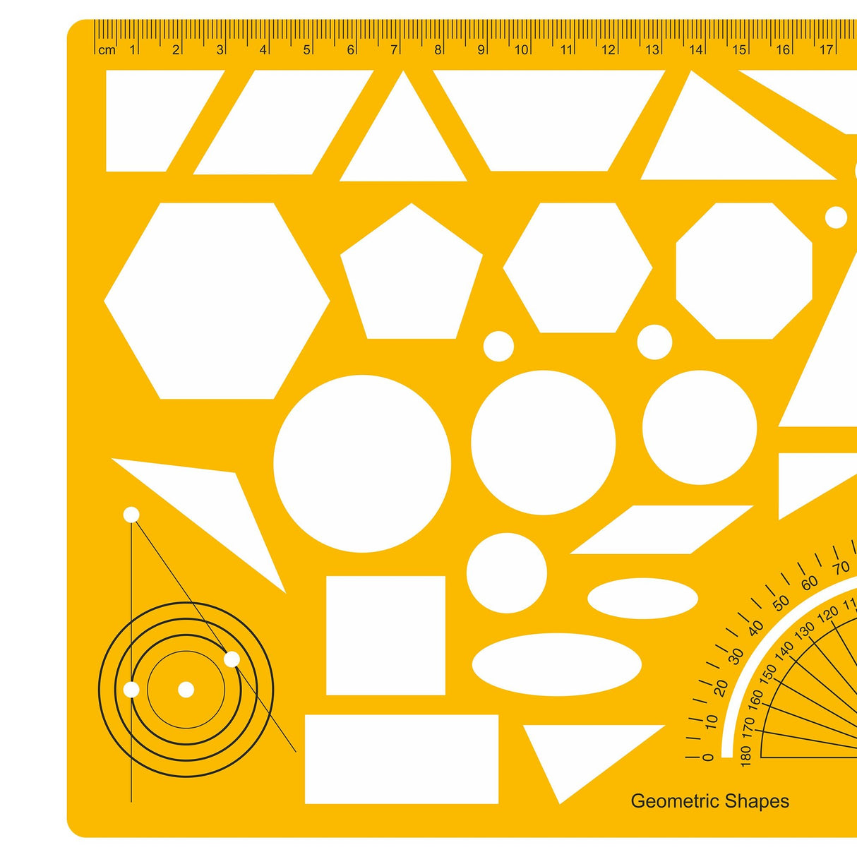 Isomars Geometric Shapes Drawing Template, Professional Drafting Tool with Protractor - Isomars