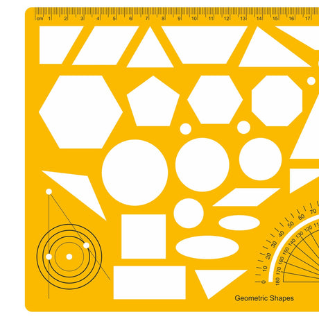 Isomars Geometric Shapes Drawing Template, Professional Drafting Tool with Protractor - Isomars