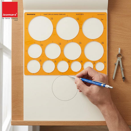 Isomars Giant Circles Drawing Template, Large Circle Stencil for Engineering & Drafting, Precise Geometry Tool for Architects, Designers & Students, Transparent Plastic, Multiple Sizes - Isomars
