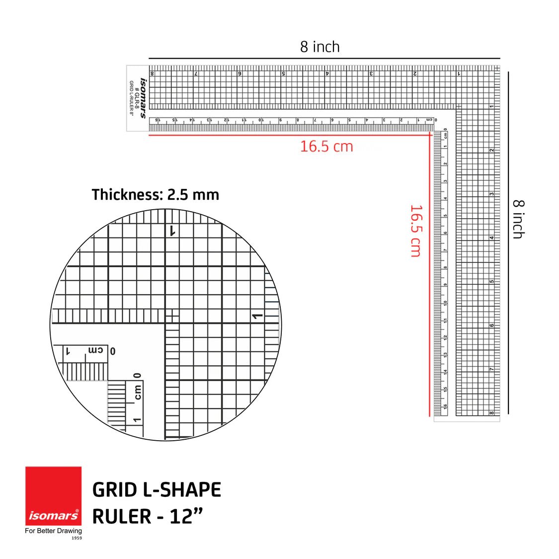 Isomars Grid L - Ruler For Tailoring and General Purpose |Quilting Rulers for Fashion Designing - Isomars