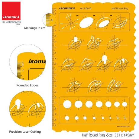 Isomars Half Round Ring Jewellery Design Template for Ring Sketching - Isomars