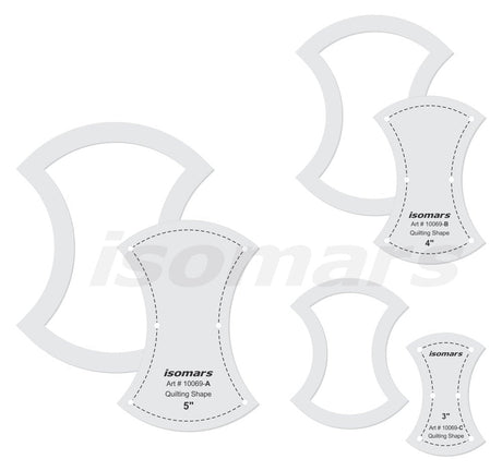 Isomars Hourglass Quilting Patchwork Shape Template Set of 3 | Transparent Acrylic Hourglass Quilting Rulers (3", 4" & 5") for Sewing, Patchwork, Appliqué, Fabric Cutting & DIY Craft Projects - Isomars