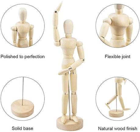 Isomars Human Manikin - Male 12 inch Wooden Human Mannequins for Art,Body Drawing Male - Isomars