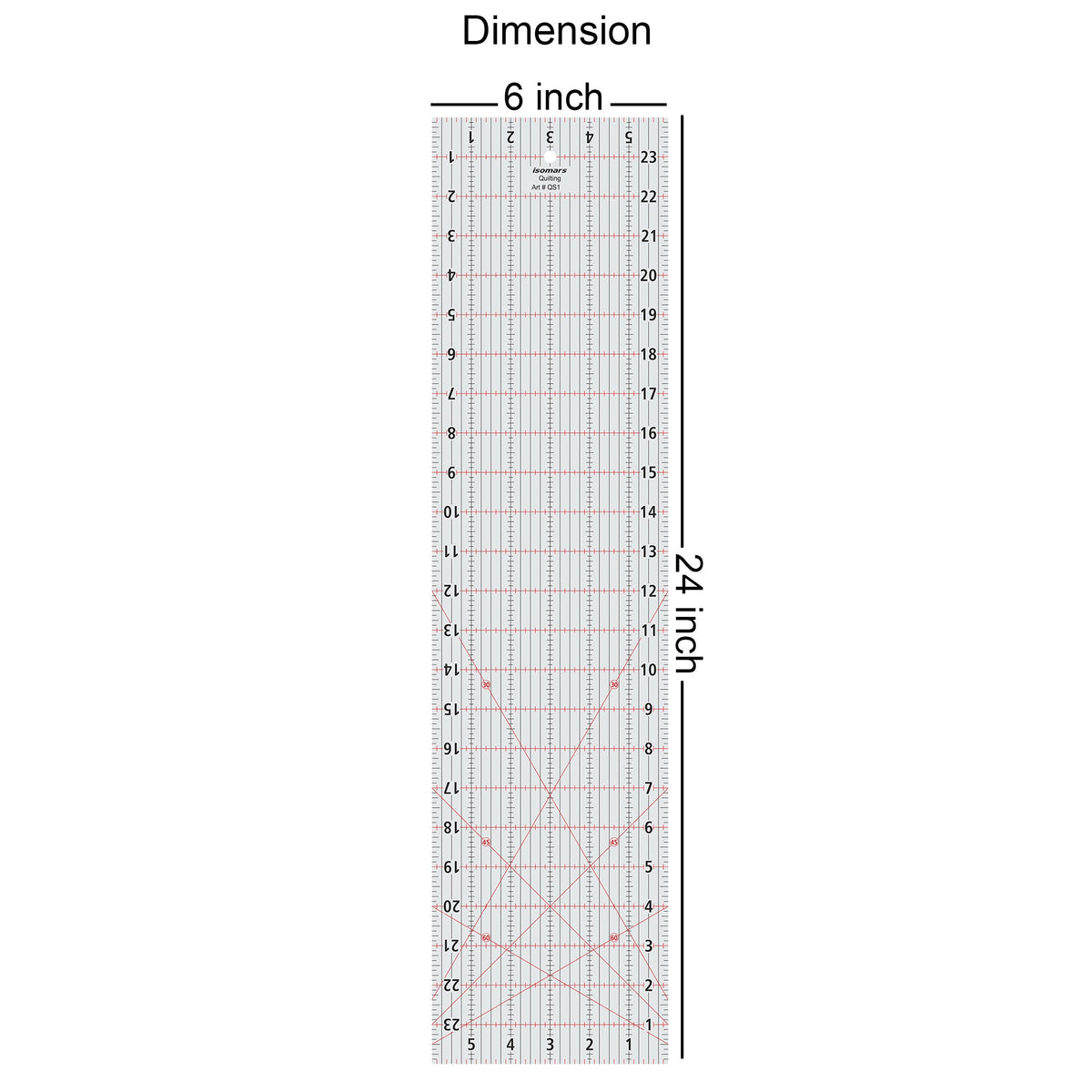 Isomars Imperial Design Quilting Ruler 6 x 24 Inch | Clear Acrylic - Isomars