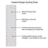 Isomars Imperial Design Quilting Ruler 6 x 24 Inch | Clear Acrylic - Isomars