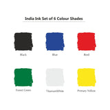 Isomars India Waterproof Drawing Ink, 100ml x 6 Colours, Fadeproof, Non-Toxic, Professional Art Supplies - Isomars