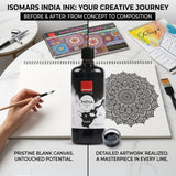 Isomars India Waterproof Drawing Ink - Black - 500ML Bottled Ink, for Paper Board, Canvas,Fabric and Wood Ideal for Designers, Airbrush Artists, Illustrators, Fine Artists and Craft and Hobbyists. - Isomars