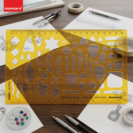 Isomars Jewellery Alpha Template 210 x 127mm for Jewellery Design - Isomars
