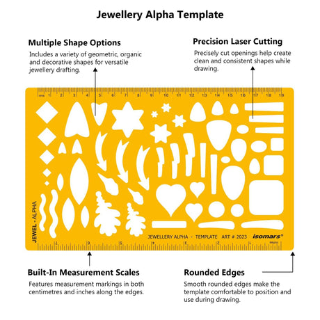 Isomars Jewellery Alpha Template 210 x 127mm for Jewellery Design - Isomars