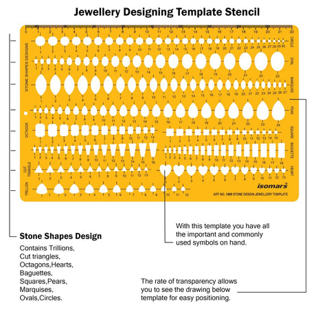 Isomars Jewellery Design Template Set of 2 – Gemstone Shape Stencils - Isomars